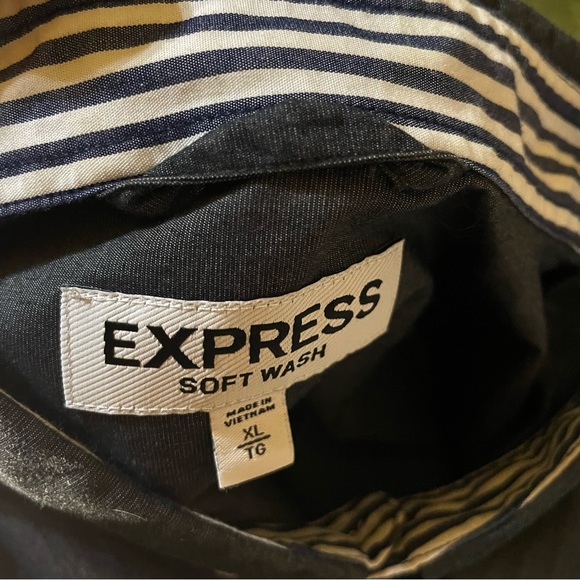 Express Men's Long Sleeve Button Front Button Collar Shirt Deep Grey Size XL - Picture 3 of 10